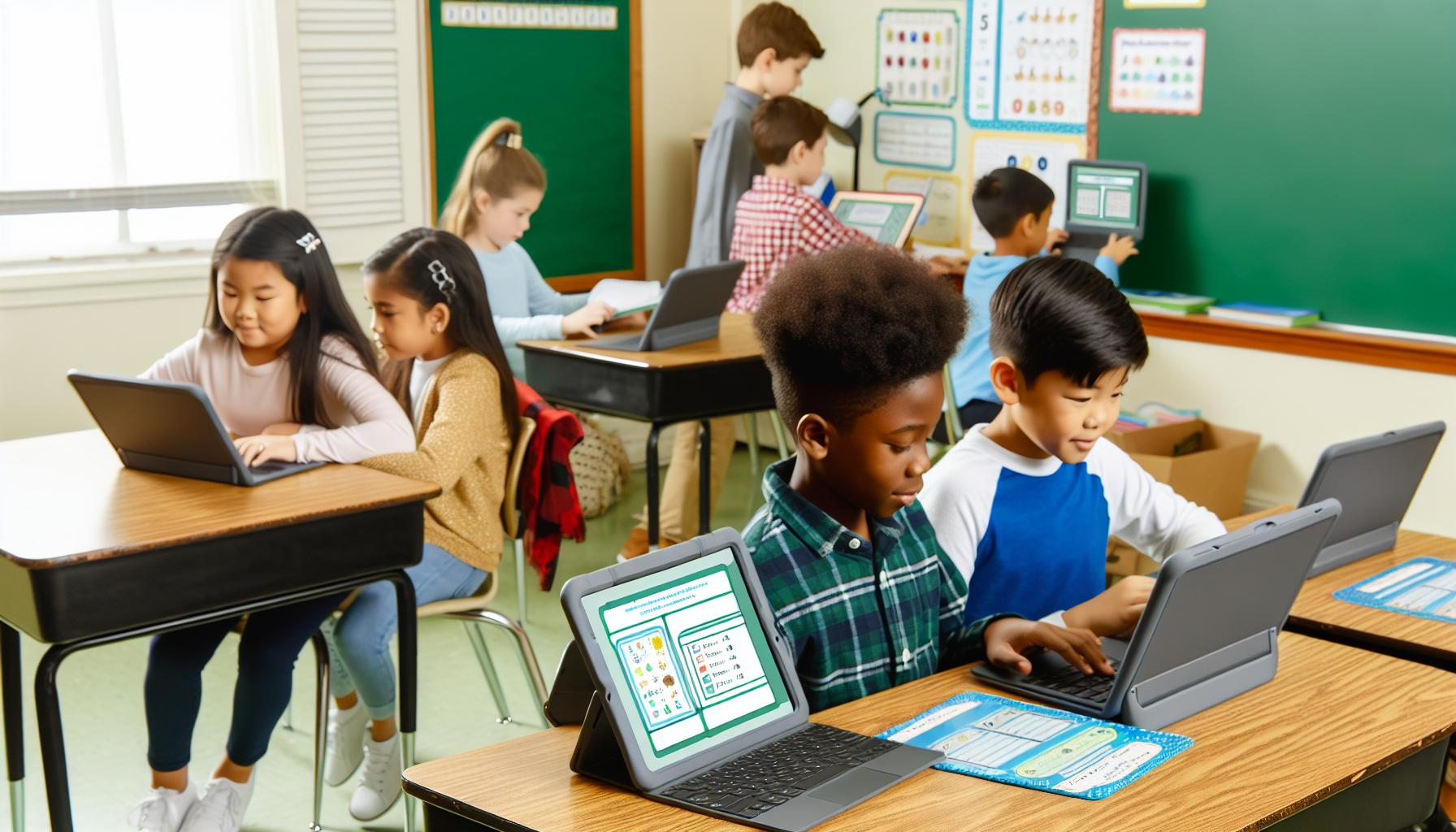 kids working with their laptops in the classroom