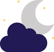 clip art: purple cloud, silver moon, and yellow stars
