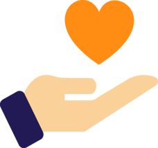 Clip art: hand holding an orange heart