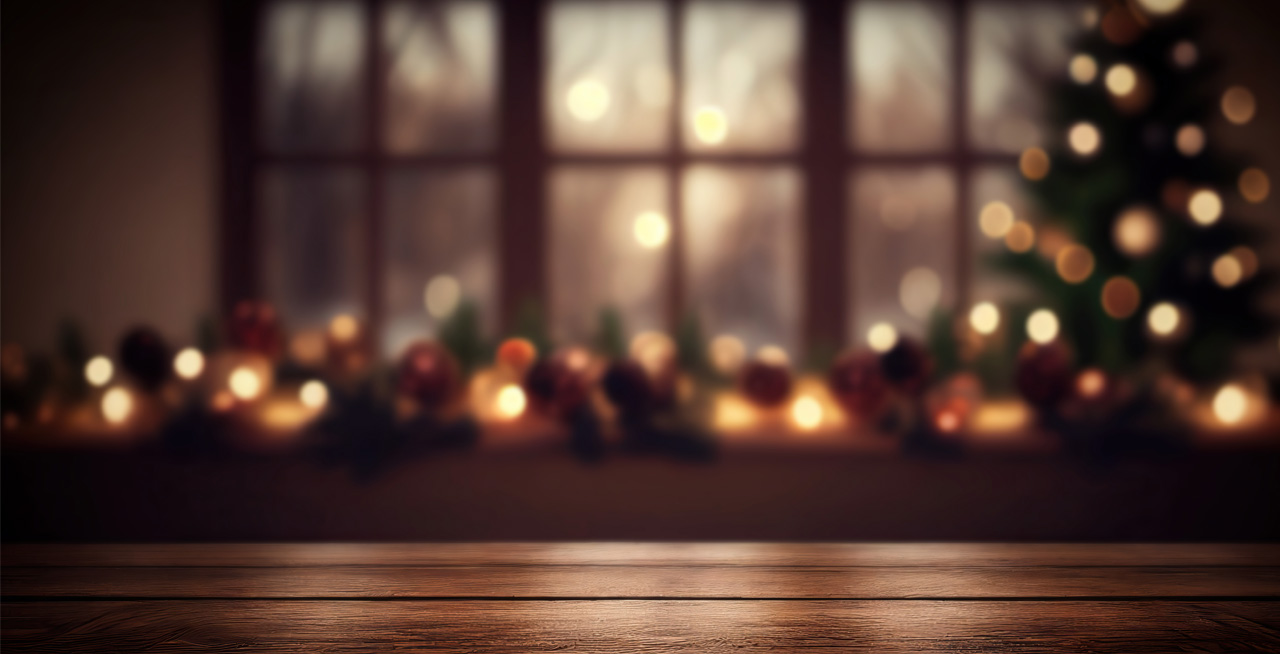 holiday lights and tree decorated in a home