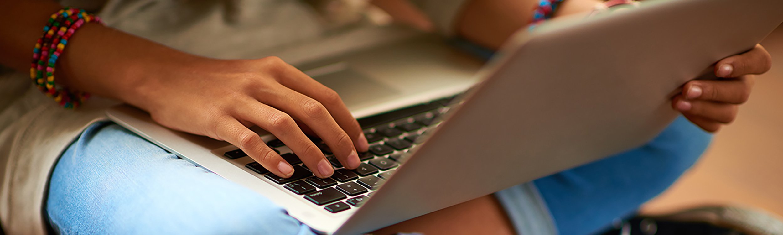 Student using laptop