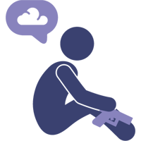 illustration of person holding a gun with a thought bubble