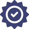 icon with checkmark inside of circle inside of starburst