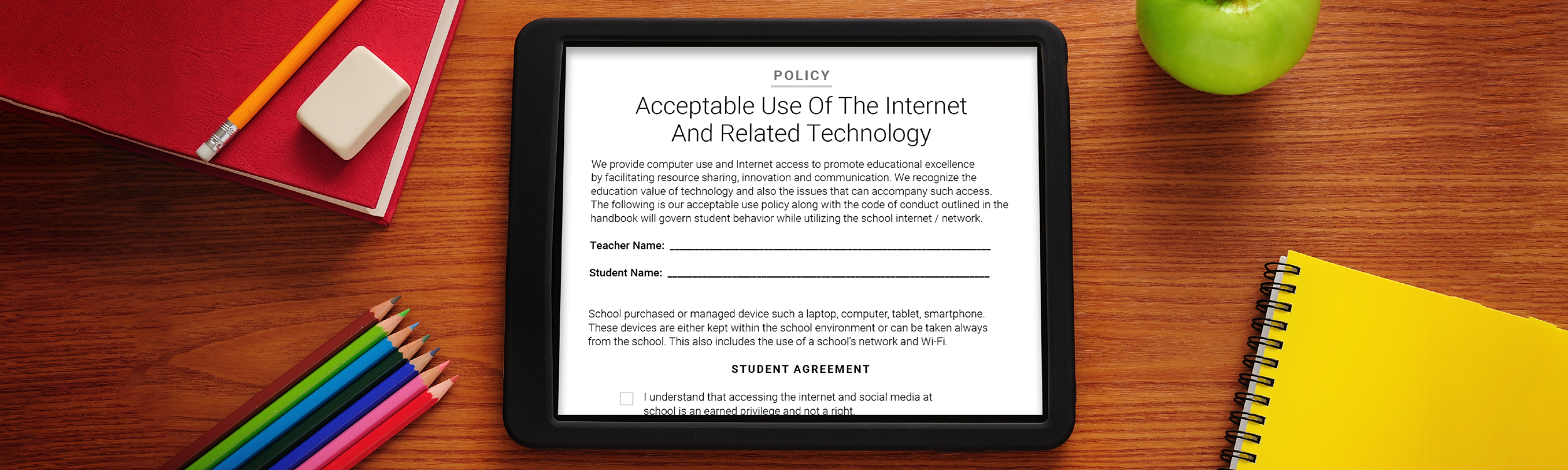 AUP, student device, school desk