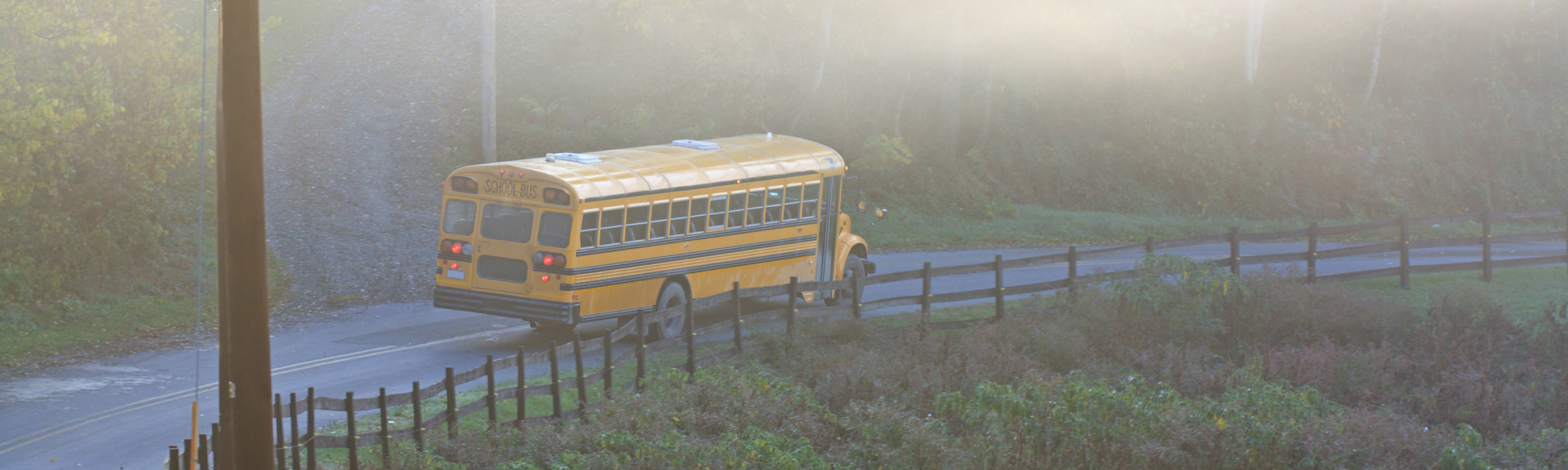 School bus in rural countryside