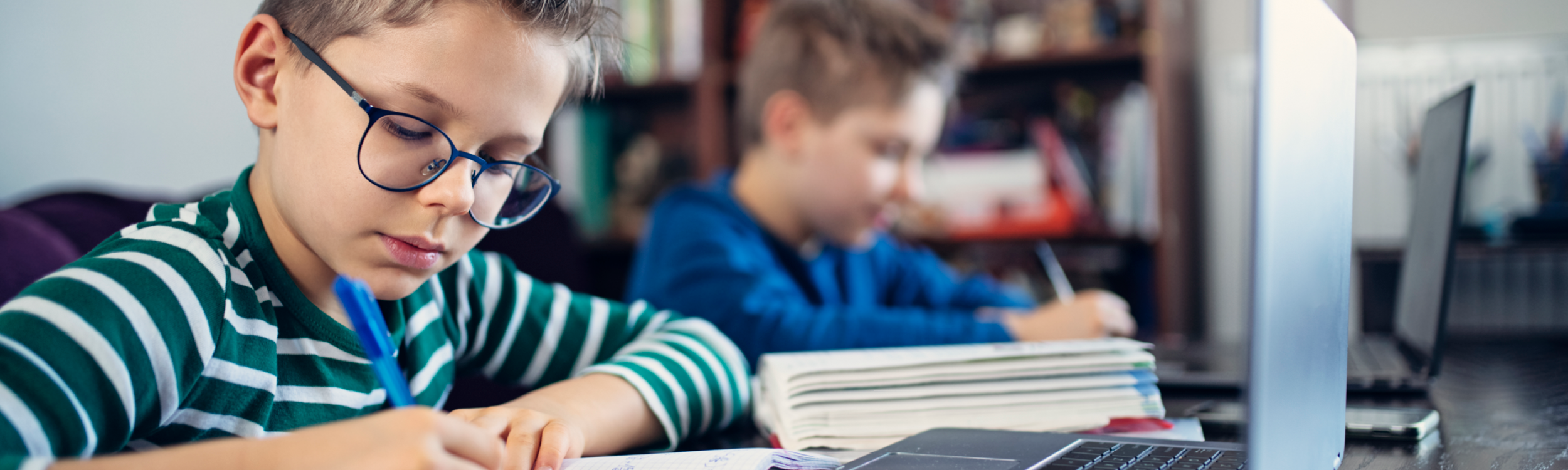 Students learning at home