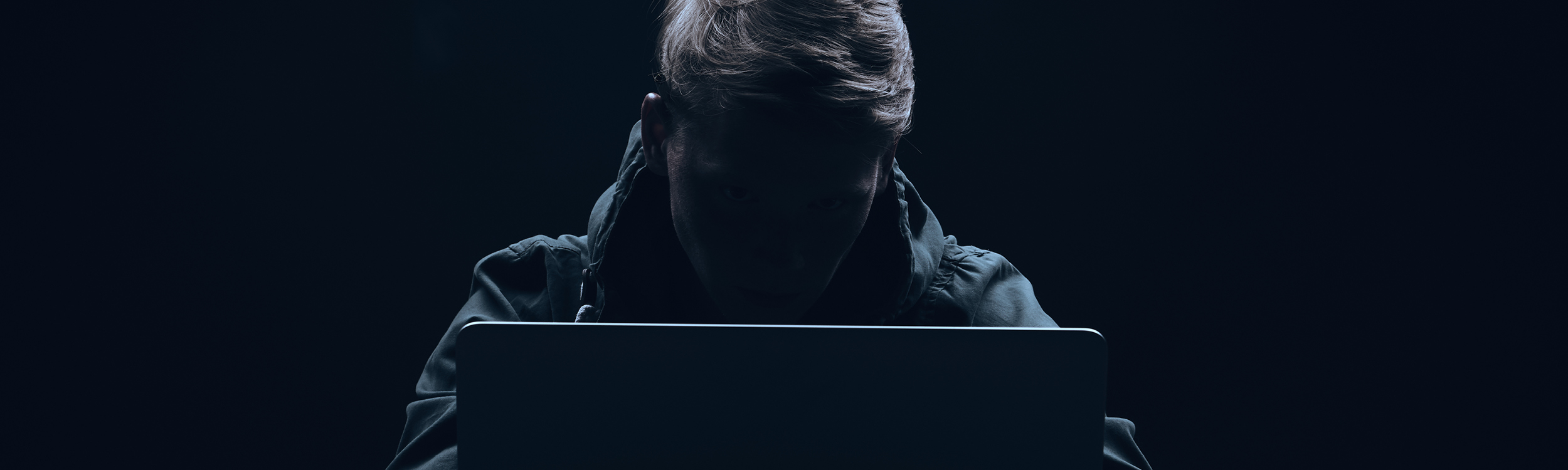 Dark figure at computer