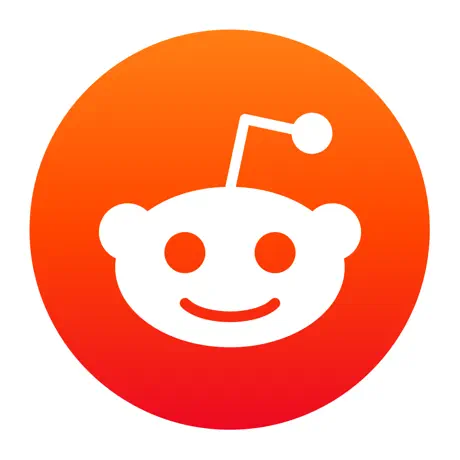 reddit logo white on red background smiling face